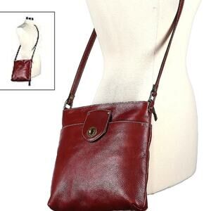 A. Bellucci Italy Genuine Leather Adjustable Crossbody, Brown, Pockets Zip top